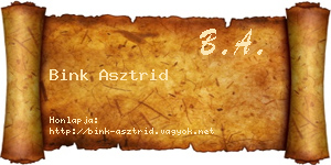 Bink Asztrid névjegykártya
